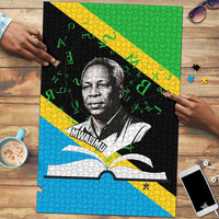 Julius Nyerere Puzzle Education is a Way of Fighting Poverty Quote and Tanzanian Flag Alphabet - Wonder Print Shop