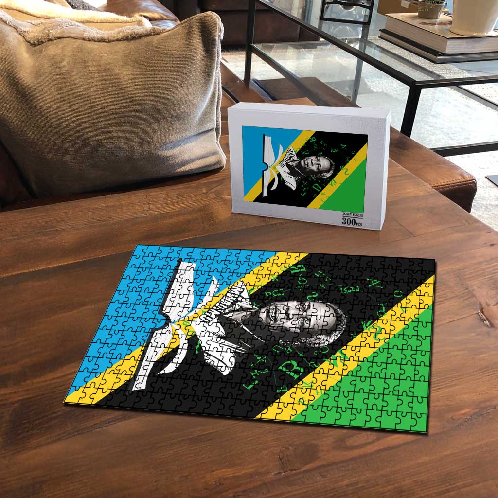 Julius Nyerere Puzzle Education is a Way of Fighting Poverty Quote and Tanzanian Flag Alphabet - Wonder Print Shop