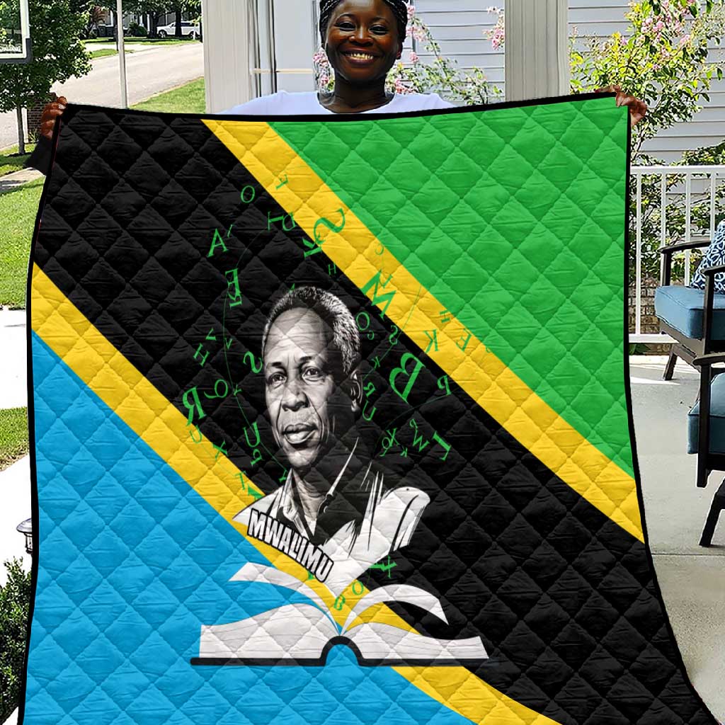 Julius Nyerere Quilt Education is a Way of Fighting Poverty Quote and Tanzanian Flag Alphabet - Wonder Print Shop
