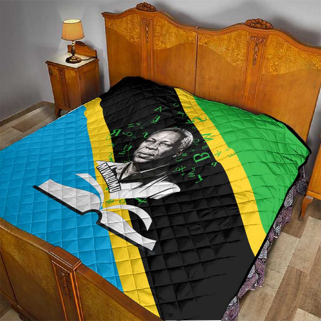 Julius Nyerere Quilt Education is a Way of Fighting Poverty Quote and Tanzanian Flag Alphabet - Wonder Print Shop
