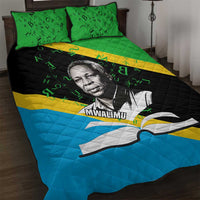 Julius Nyerere Quilt Bed Set Education is a Way of Fighting Poverty Quote and Tanzanian Flag Alphabet - Wonder Print Shop