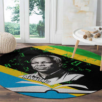 Julius Nyerere Round Carpet Education is a Way of Fighting Poverty Quote and Tanzanian Flag Alphabet - Wonder Print Shop