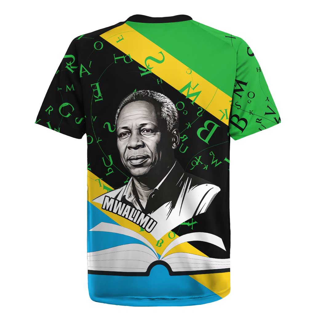 Julius Nyerere Rugby Jersey Education is a Way of Fighting Poverty Quote and Tanzanian Flag Alphabet - Wonder Print Shop