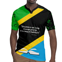 Julius Nyerere Rugby Jersey Education is a Way of Fighting Poverty Quote and Tanzanian Flag Alphabet - Wonder Print Shop