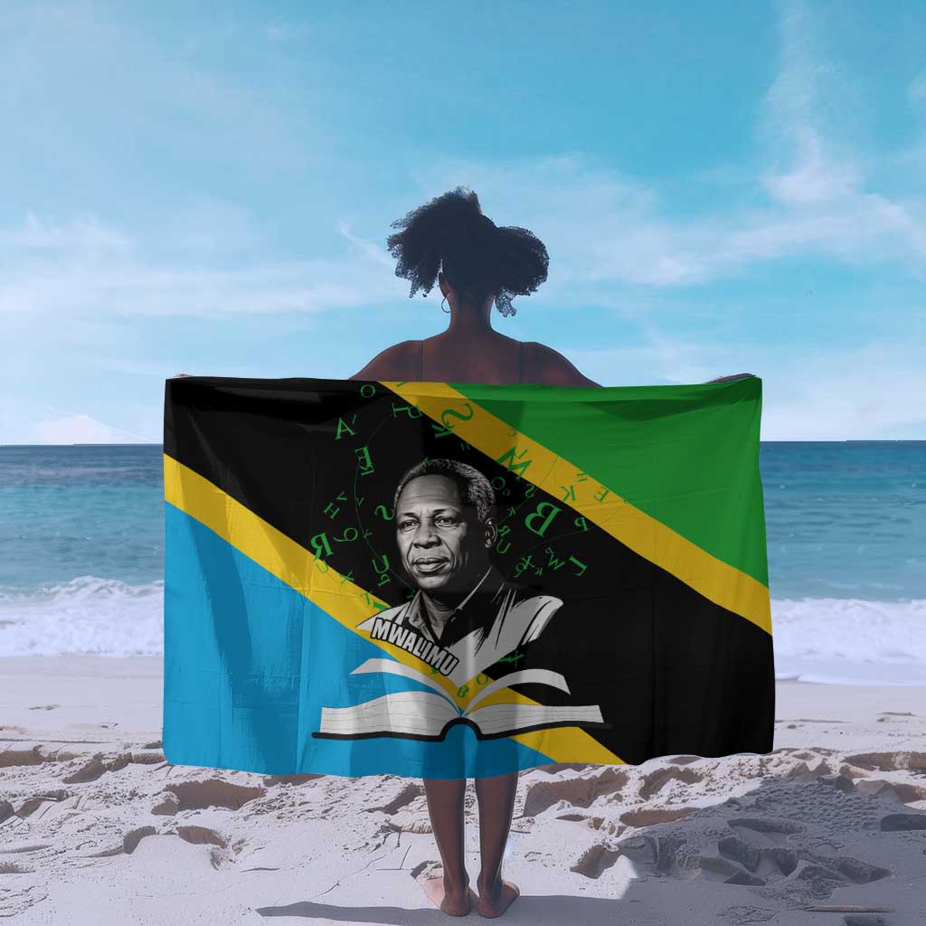 Julius Nyerere Sarong Education is a Way of Fighting Poverty Quote and Tanzanian Flag Alphabet - Wonder Print Shop