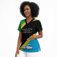 Julius Nyerere Scrub Top Education is a Way of Fighting Poverty Quote and Tanzanian Flag Alphabet - Wonder Print Shop