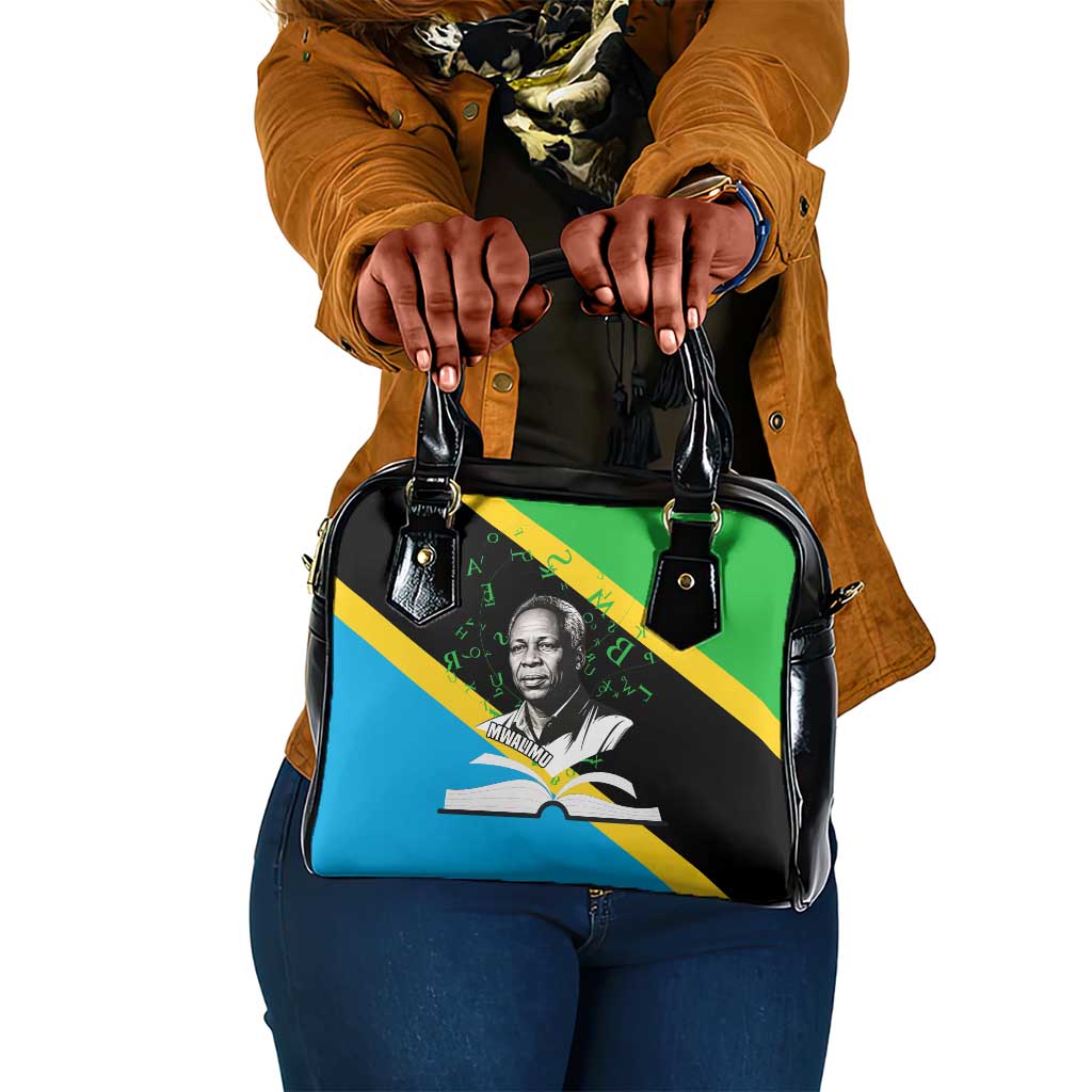 Julius Nyerere Shoulder Handbag Education is a Way of Fighting Poverty Quote and Tanzanian Flag Alphabet - Wonder Print Shop