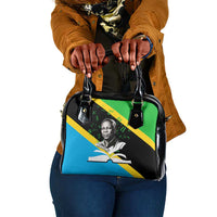 Julius Nyerere Shoulder Handbag Education is a Way of Fighting Poverty Quote and Tanzanian Flag Alphabet - Wonder Print Shop