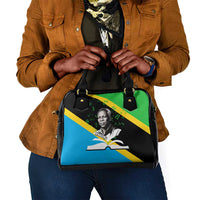 Julius Nyerere Shoulder Handbag Education is a Way of Fighting Poverty Quote and Tanzanian Flag Alphabet - Wonder Print Shop