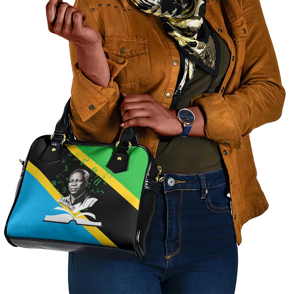 Julius Nyerere Shoulder Handbag Education is a Way of Fighting Poverty Quote and Tanzanian Flag Alphabet - Wonder Print Shop