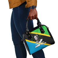 Julius Nyerere Shoulder Handbag Education is a Way of Fighting Poverty Quote and Tanzanian Flag Alphabet - Wonder Print Shop