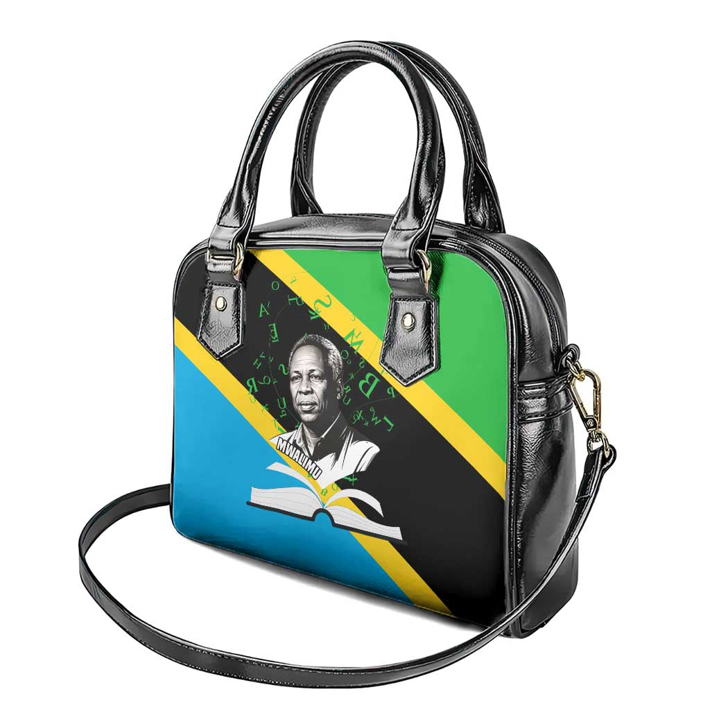 Julius Nyerere Shoulder Handbag Education is a Way of Fighting Poverty Quote and Tanzanian Flag Alphabet - Wonder Print Shop