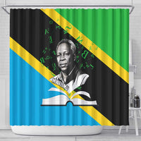 Julius Nyerere Shower Curtain Education is a Way of Fighting Poverty Quote and Tanzanian Flag Alphabet - Wonder Print Shop