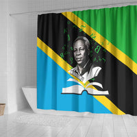 Julius Nyerere Shower Curtain Education is a Way of Fighting Poverty Quote and Tanzanian Flag Alphabet - Wonder Print Shop