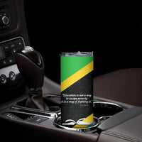 Julius Nyerere Skinny Tumbler Education is a Way of Fighting Poverty Quote and Tanzanian Flag Alphabet - Wonder Print Shop