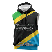 Julius Nyerere Sleeveless Hoodie Education is a Way of Fighting Poverty Quote and Tanzanian Flag Alphabet - Wonder Print Shop