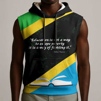 Julius Nyerere Sleeveless Hoodie Education is a Way of Fighting Poverty Quote and Tanzanian Flag Alphabet - Wonder Print Shop