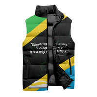 Julius Nyerere Sleeveless Puffer Jacket Education is a Way of Fighting Poverty Quote and Tanzanian Flag Alphabet - Wonder Print Shop