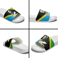 Julius Nyerere Slide Sandals Education is a Way of Fighting Poverty Quote and Tanzanian Flag Alphabet - Wonder Print Shop