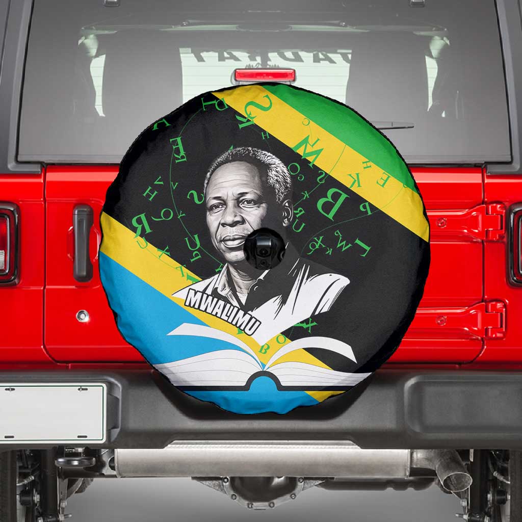 Julius Nyerere Spare Tire Cover Education is a Way of Fighting Poverty Quote and Tanzanian Flag Alphabet - Wonder Print Shop