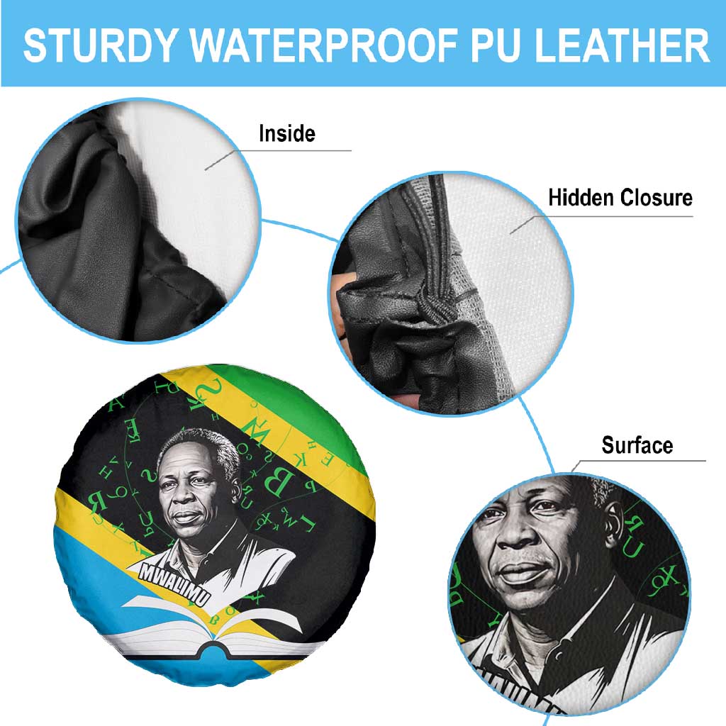 Julius Nyerere Spare Tire Cover Education is a Way of Fighting Poverty Quote and Tanzanian Flag Alphabet - Wonder Print Shop