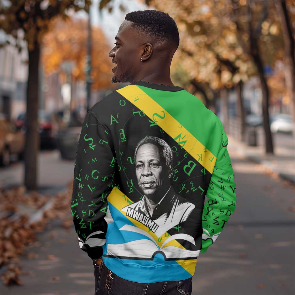 Julius Nyerere Sweatshirt Education is a Way of Fighting Poverty Quote and Tanzanian Flag Alphabet - Wonder Print Shop