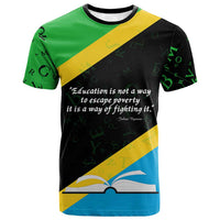 Julius Nyerere T shirt Education is a Way of Fighting Poverty Quote and Tanzanian Flag Alphabet - Wonder Print Shop