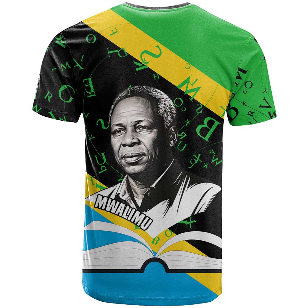 Julius Nyerere T shirt Education is a Way of Fighting Poverty Quote and Tanzanian Flag Alphabet - Wonder Print Shop