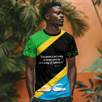 Julius Nyerere T shirt Education is a Way of Fighting Poverty Quote and Tanzanian Flag Alphabet - Wonder Print Shop