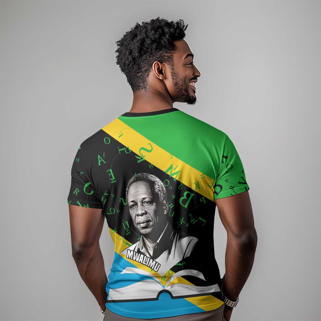 Julius Nyerere T shirt Education is a Way of Fighting Poverty Quote and Tanzanian Flag Alphabet - Wonder Print Shop