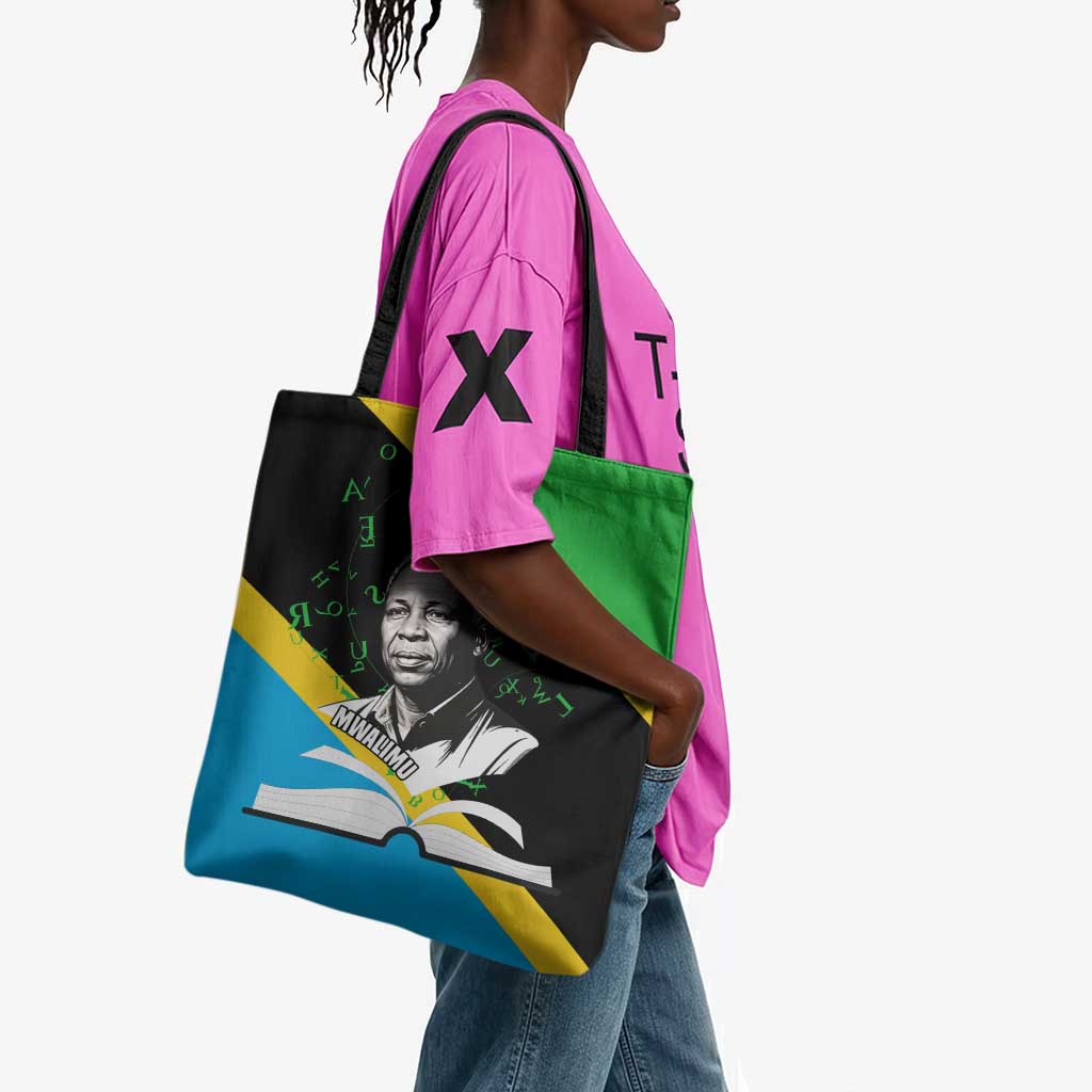 Julius Nyerere Tote Bag Education is a Way of Fighting Poverty Quote and Tanzanian Flag Alphabet - Wonder Print Shop