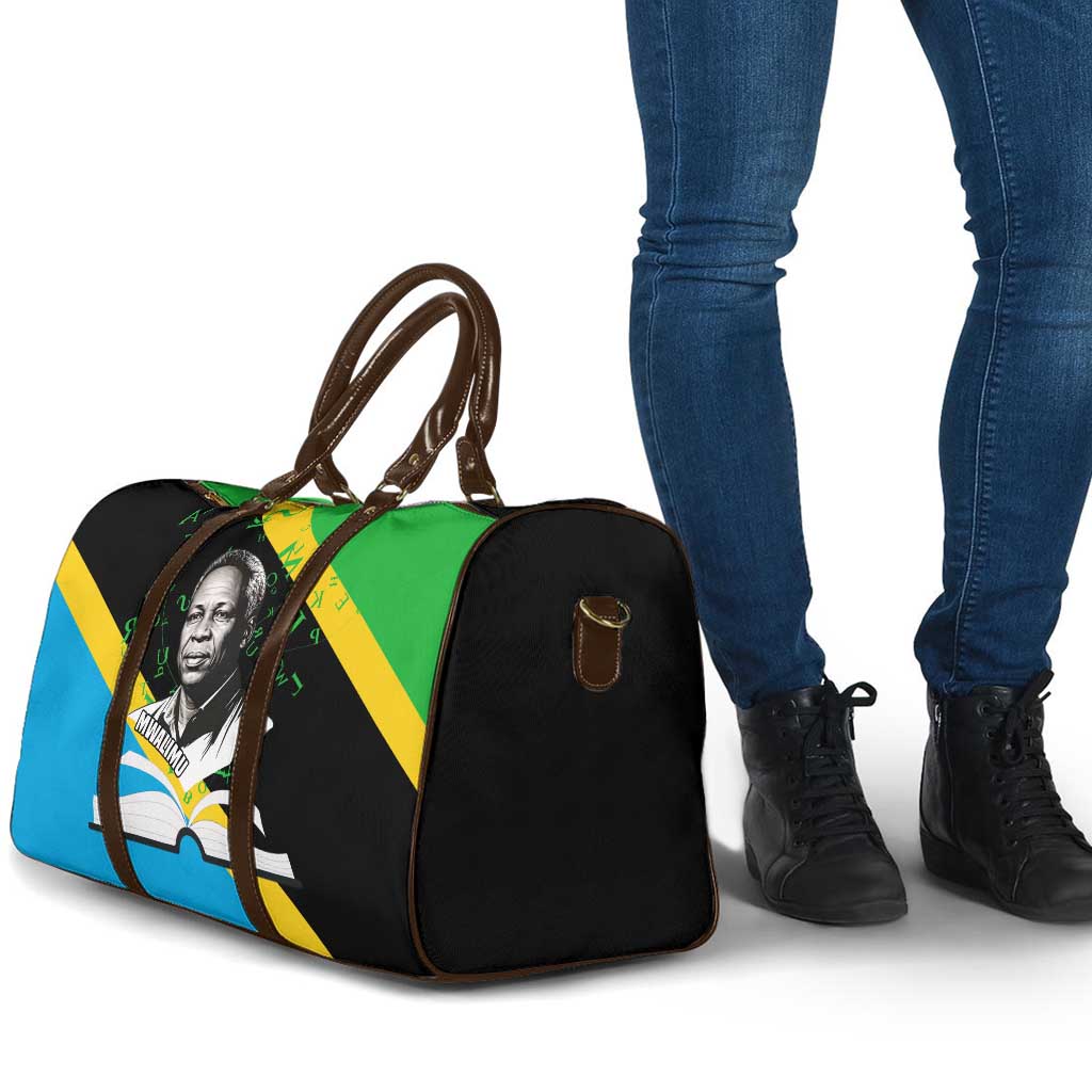 Julius Nyerere Travel Bag Education is a Way of Fighting Poverty Quote and Tanzanian Flag Alphabet - Wonder Print Shop