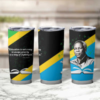 Julius Nyerere Tumbler Cup Education is a Way of Fighting Poverty Quote and Tanzanian Flag Alphabet - Wonder Print Shop