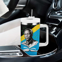 Julius Nyerere Tumbler With Handle Education is a Way of Fighting Poverty Quote and Tanzanian Flag Alphabet - Wonder Print Shop