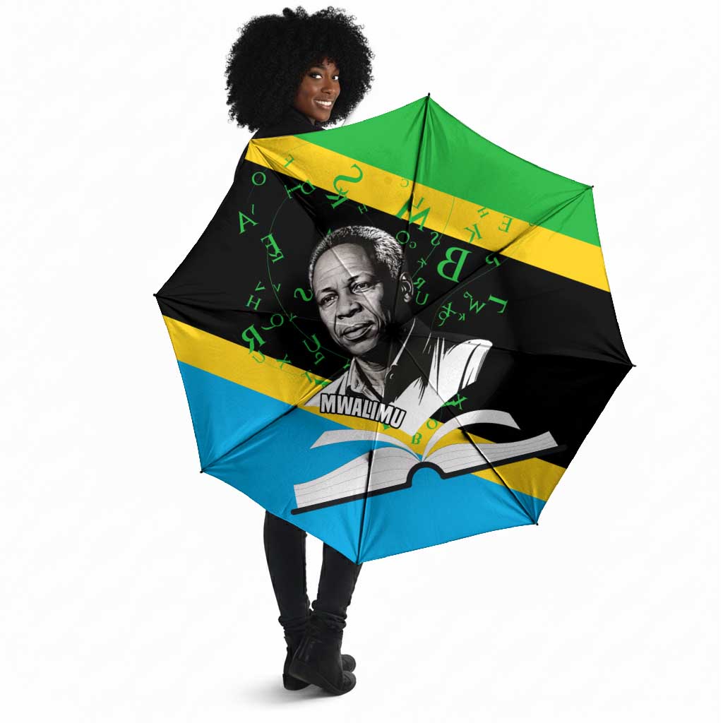 Julius Nyerere Umbrella Education is a Way of Fighting Poverty Quote and Tanzanian Flag Alphabet - Wonder Print Shop