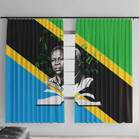 Julius Nyerere Window Curtain Education is a Way of Fighting Poverty Quote and Tanzanian Flag Alphabet - Wonder Print Shop