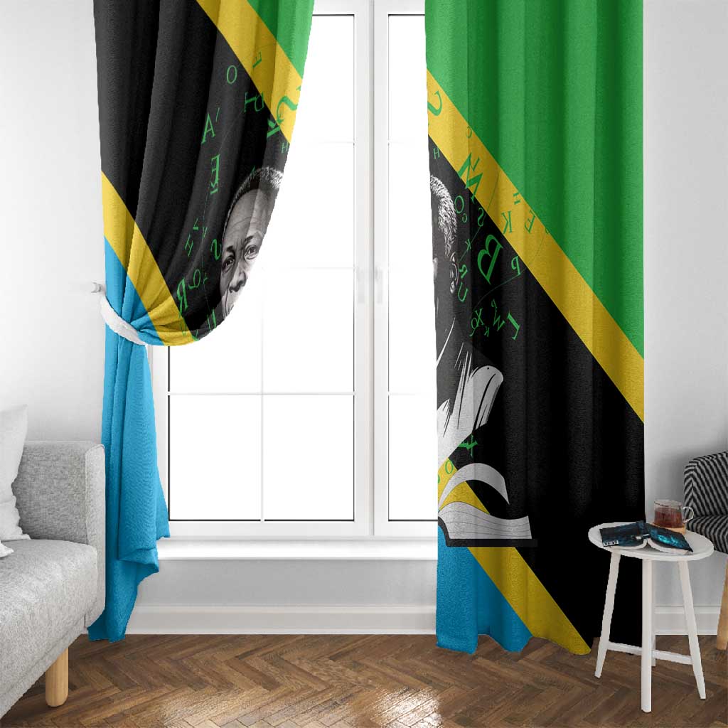 Julius Nyerere Window Curtain Education is a Way of Fighting Poverty Quote and Tanzanian Flag Alphabet - Wonder Print Shop