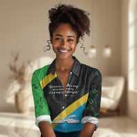 Julius Nyerere Women Casual Shirt Education is a Way of Fighting Poverty Quote and Tanzanian Flag Alphabet - Wonder Print Shop