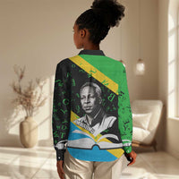 Julius Nyerere Women Casual Shirt Education is a Way of Fighting Poverty Quote and Tanzanian Flag Alphabet - Wonder Print Shop