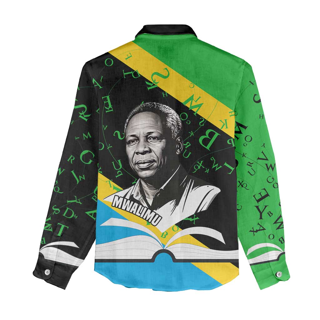 Julius Nyerere Women Casual Shirt Education is a Way of Fighting Poverty Quote and Tanzanian Flag Alphabet - Wonder Print Shop