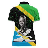 Julius Nyerere Women Polo Shirt Education is a Way of Fighting Poverty Quote and Tanzanian Flag Alphabet - Wonder Print Shop