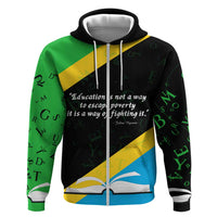 Julius Nyerere Zip Hoodie Education is a Way of Fighting Poverty Quote and Tanzanian Flag Alphabet - Wonder Print Shop