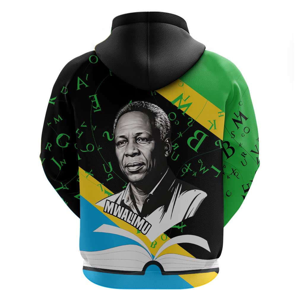 Julius Nyerere Zip Hoodie Education is a Way of Fighting Poverty Quote and Tanzanian Flag Alphabet - Wonder Print Shop