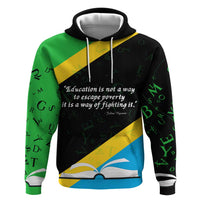 Julius Nyerere Zip Hoodie Education is a Way of Fighting Poverty Quote and Tanzanian Flag Alphabet - Wonder Print Shop