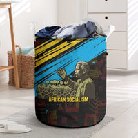 Julius Nyerere Laundry Basket Ujamaa African Socialism Text and Bold Striped Pattern - Wonder Print Shop