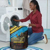 Julius Nyerere Laundry Basket Ujamaa African Socialism Text and Bold Striped Pattern - Wonder Print Shop