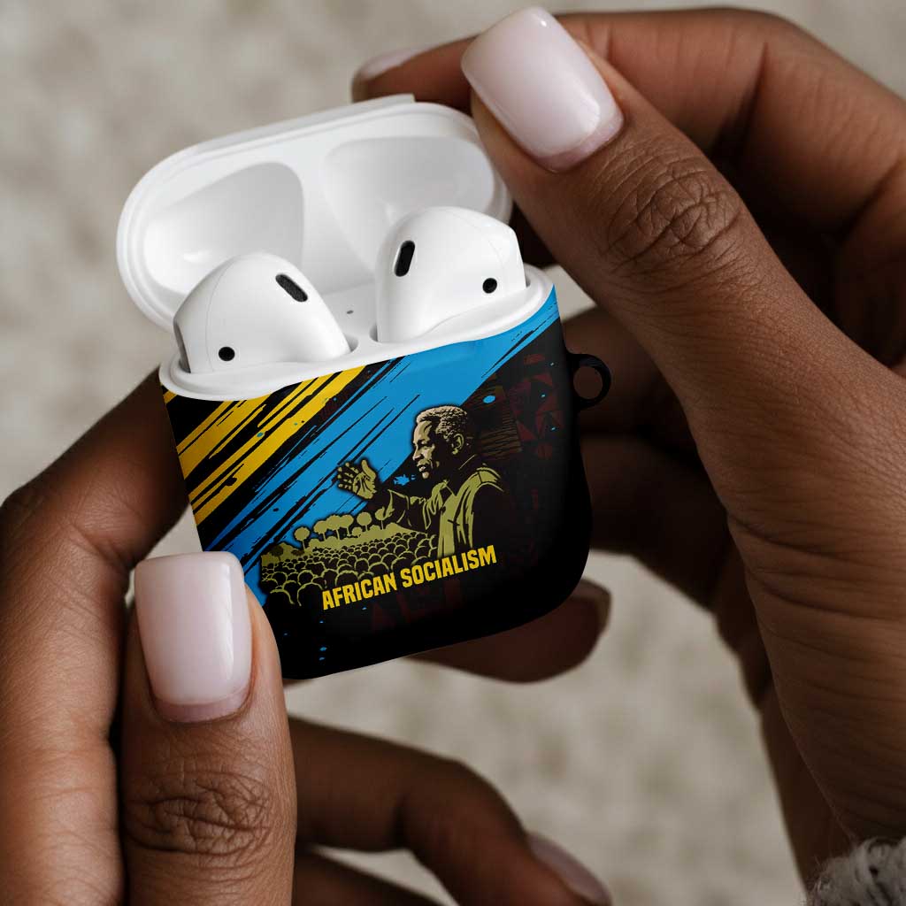 Julius Nyerere AirPods Case Ujamaa African Socialism Text and Bold Striped Pattern - Wonder Print Shop