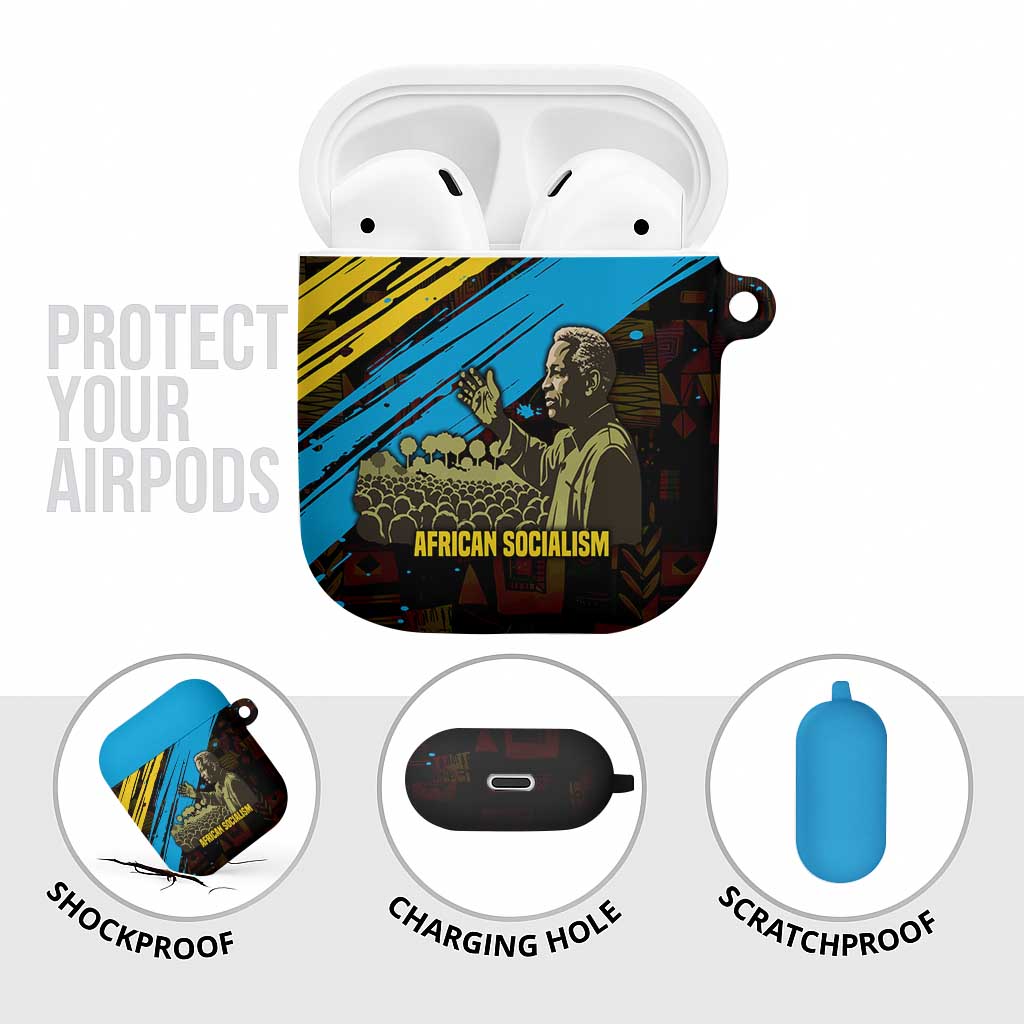Julius Nyerere AirPods Case Ujamaa African Socialism Text and Bold Striped Pattern - Wonder Print Shop