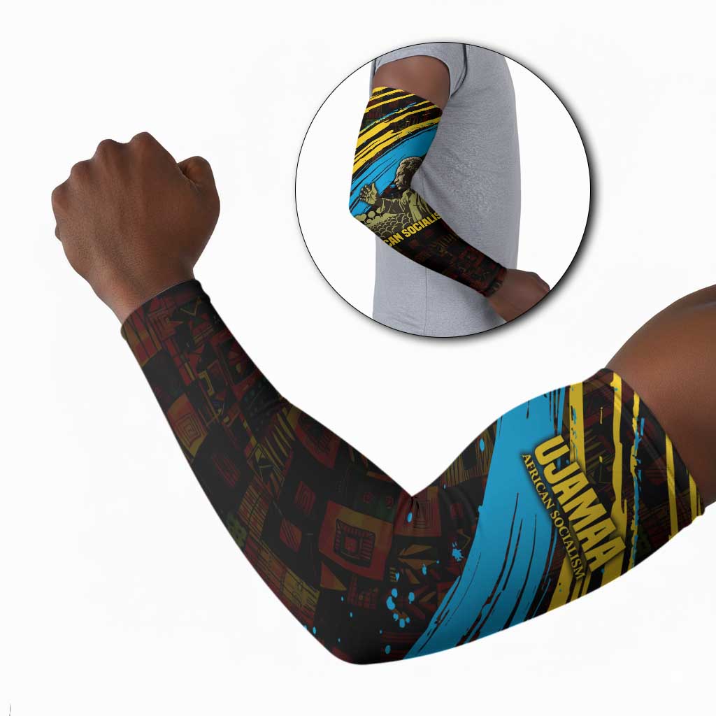 Julius Nyerere Arm Sleeves Ujamaa African Socialism Text and Bold Striped Pattern - Wonder Print Shop