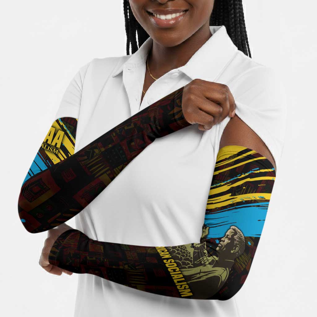 Julius Nyerere Arm Sleeves Ujamaa African Socialism Text and Bold Striped Pattern - Wonder Print Shop